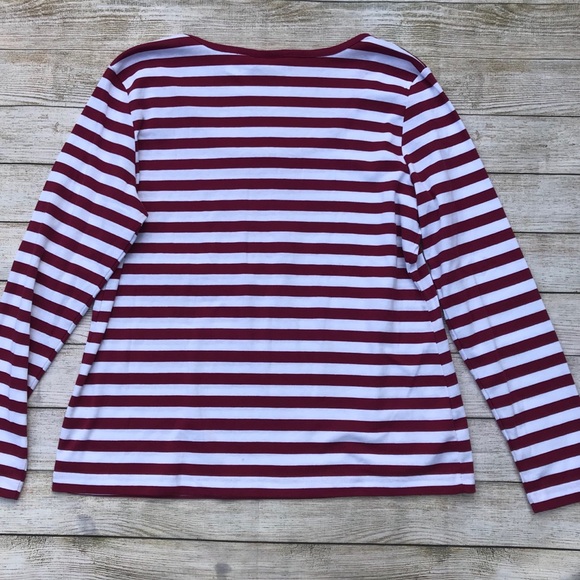 NWT CATO Maroon and White Striped Top Size XL - Picture 2 of 5